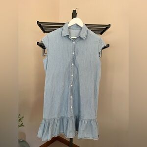Sleeveless Denim Button-Down Dress